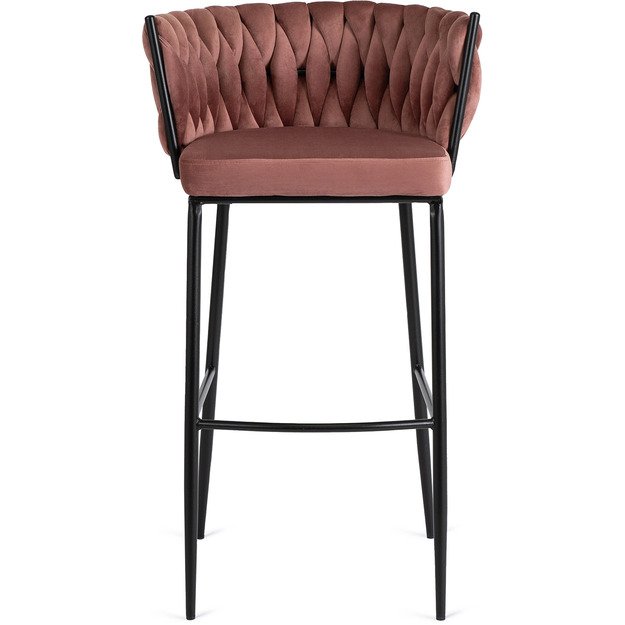 Floresas Apmuštas austas baro kėdė FLORES, rožinis aksomas, modernus loftas 2