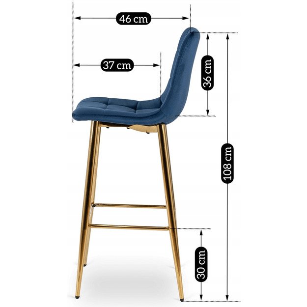 Arielė ARIEL apmuštas baro kėdė, tamsiai mėlyna, aksominis, modernus žavesys 7