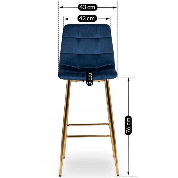 Arielė ARIEL apmuštas baro kėdė, tamsiai mėlyna, aksominis, modernus žavesys 6