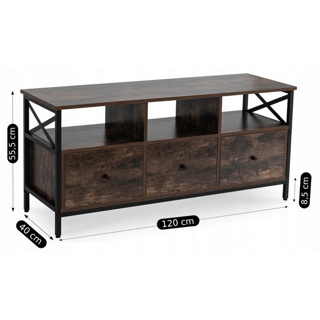 TV spintelė su stalčiais, 120 cm, ZONE, kaimiško ąžuolo spalvos 7