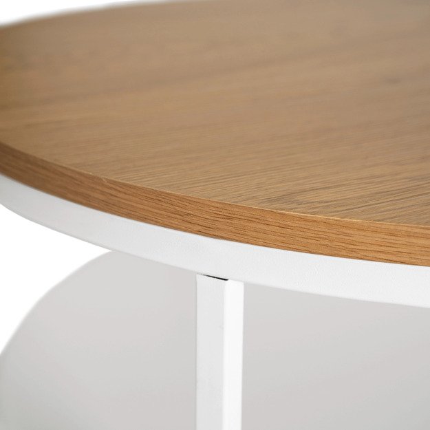 Geriausias BEST kavos staliukas su lentyna, 70 cm, ąžuolo/baltos spalvos, skandinaviškas 4