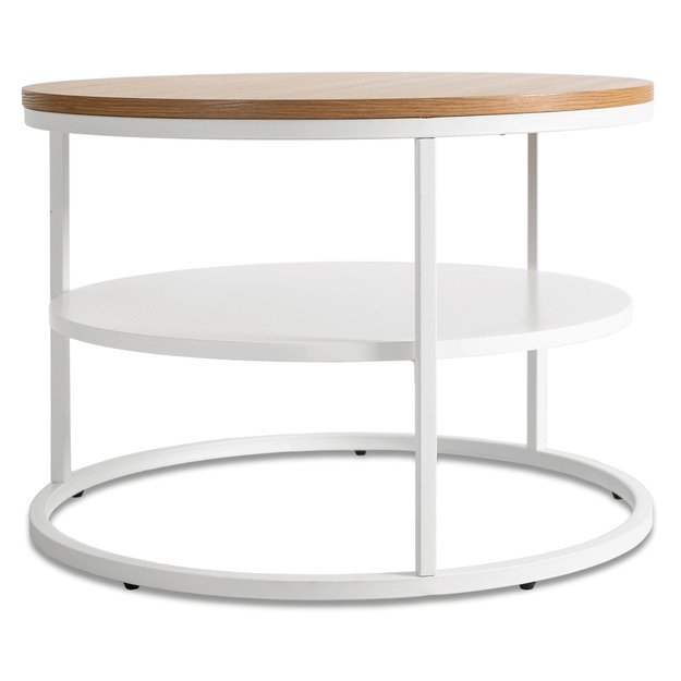 Geriausias BEST kavos staliukas su lentyna, 70 cm, ąžuolo/baltos spalvos, skandinaviškas 2