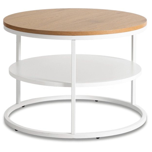 Geriausias BEST kavos staliukas su lentyna, 70 cm, ąžuolo/baltos spalvos, skandinaviškas 1