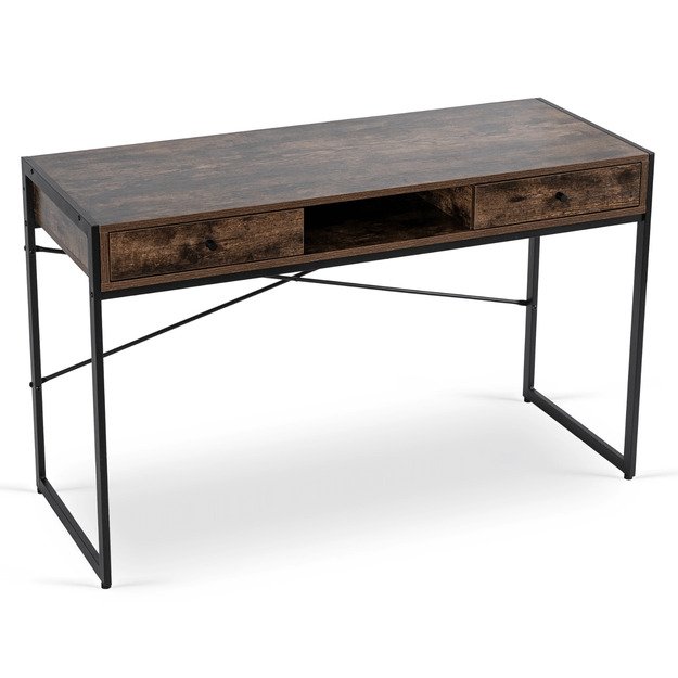 Stepė Namų biuro stalas, juodas rėmas, STEP, 123 cm, rudas/juodas, modernus 1