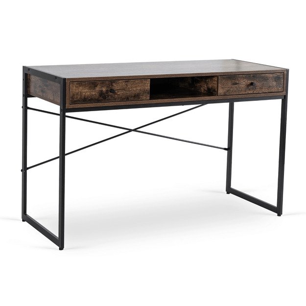 Stepė Namų biuro stalas, juodas rėmas, STEP, 123 cm, rudas/juodas, modernus 3