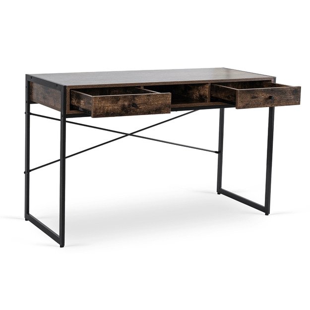 Stepė Namų biuro stalas, juodas rėmas, STEP, 123 cm, rudas/juodas, modernus 2