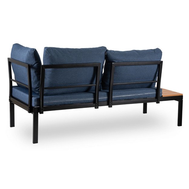 Normanas NORMAN sodo baldų komplektas, tamsiai mėlyna/juoda, kampinė sofa, terasos stalas, modernus metalinis 6