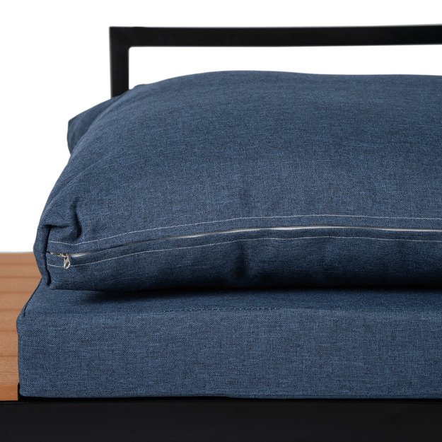 Normanas NORMAN sodo baldų komplektas, tamsiai mėlyna/juoda, kampinė sofa, terasos stalas, modernus metalinis 7